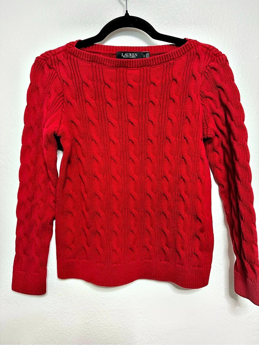 Lauren Ralph Lauren Cable-Knit Sweater Crewneck in Red